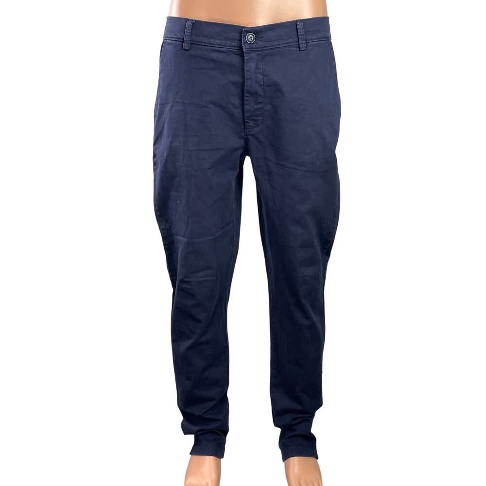 August 1810th C Men's Navy Blue Mid Rise Straight Leg Trousers Pants Size 34